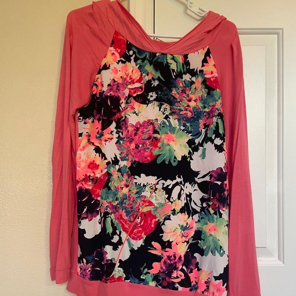 Lightweight Floral Hooded Sweater